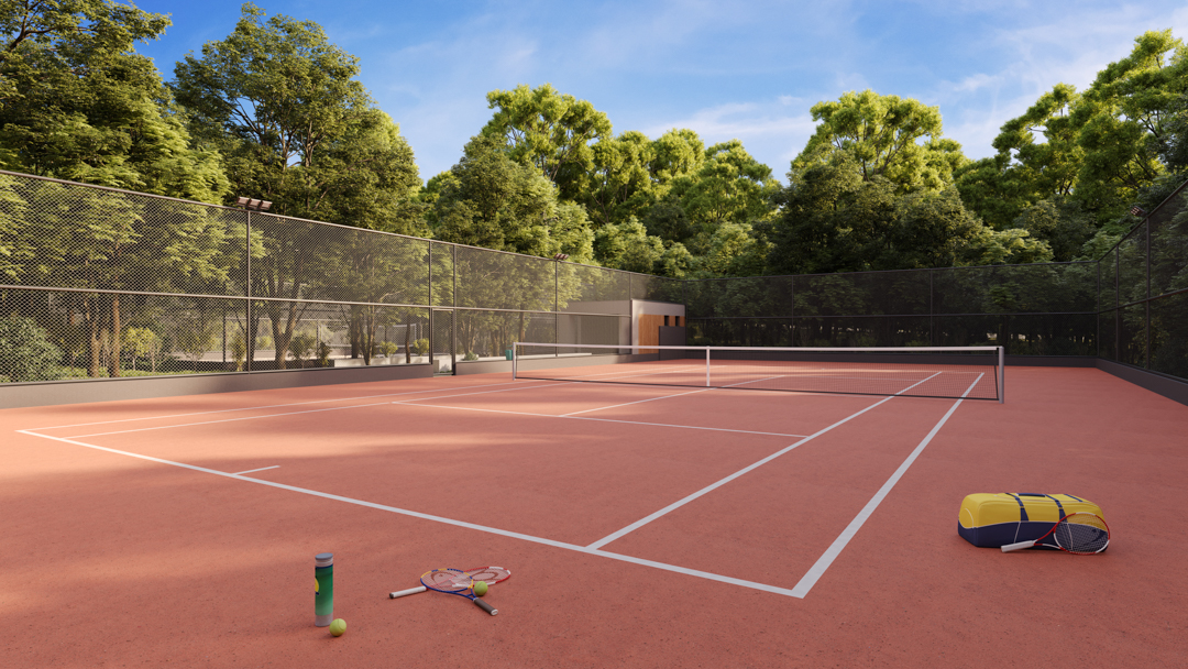 Quadra de tênis bosque privativo
