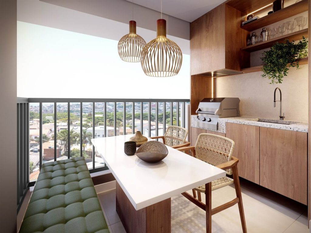 Área gourmet com churrasqueira: como estruturar o ambiente ideal para grandes recepções no apartamento